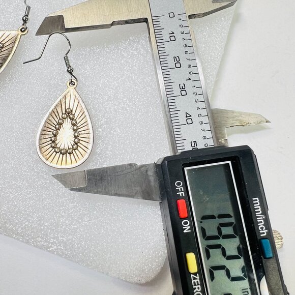 Boho Cloisonne Mosaic 2"X .8" Dangle Chandelier Multicolor Earrings Hook Clasp - Picture 4 of 6